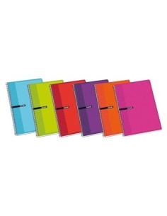 ENRI CUADERNO ESPIRAL 80 HOJAS 4X4 CON MARGEN TAPAS DURAS FOLIO COLORES -5U-