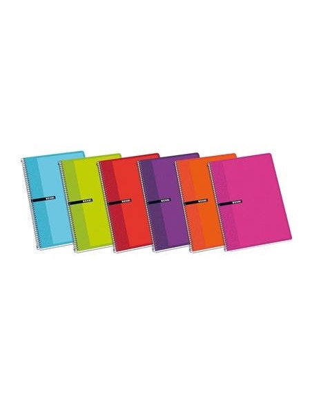 ENRI CUADERNO ESPIRAL 80 HOJAS 4X4 CON MARGEN TAPAS DURAS FOLIO COLORES -5U-