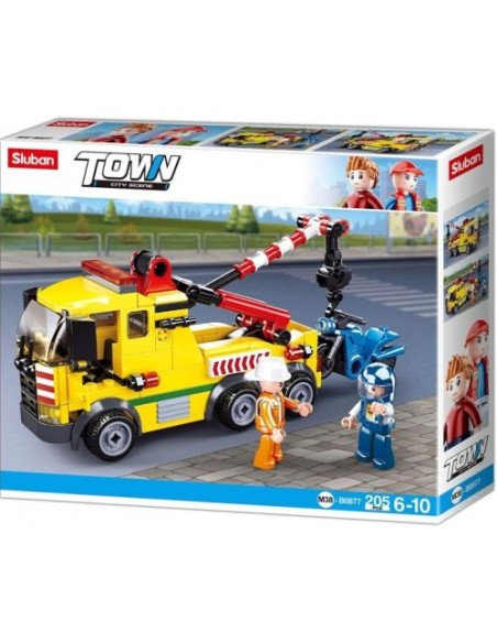 CAMION GRUA CON REMOLQUE 205 PIEZAS TOWN SLUBAN