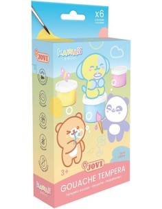 Estuche 6 botes tempera jovi 35ml serie kawaii colores pastel