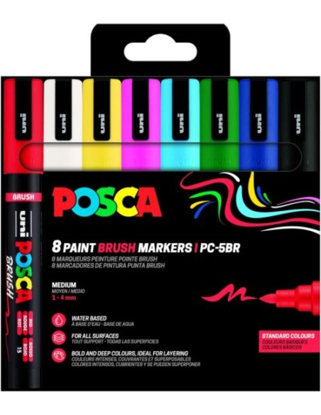 Estuche 8 colores posca pc5br 8c colores basicos surtidos