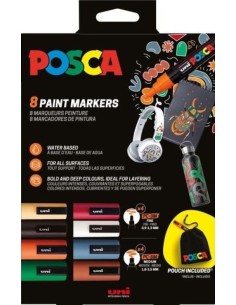PACK 8 ROTULADOR POSCA PC 5M PC 3M BOLSA TELA