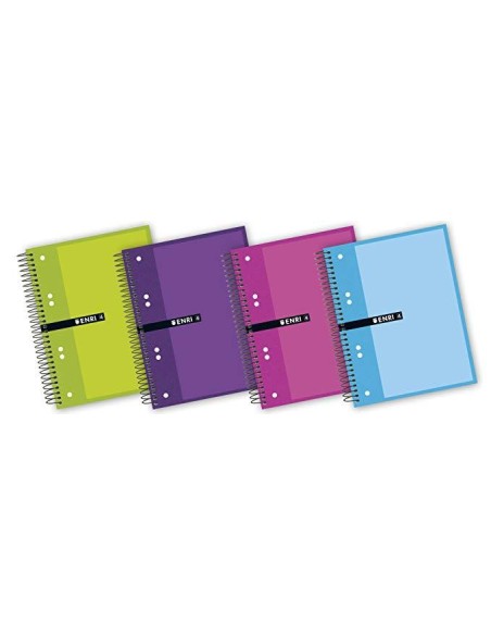ENRI CUADERNO ESPIRAL MICROPERFORADO 140 HOJAS 5X5 TAPAS EXTRADURAS A5+ COLORES -5U-