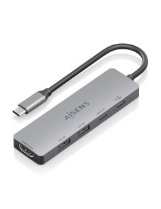 USB-C Dock 5 en 1, USB-C a 1xHDMI 2xUSB-A 1xUSB-C 1xUSB-C PD, Gris, 15cm