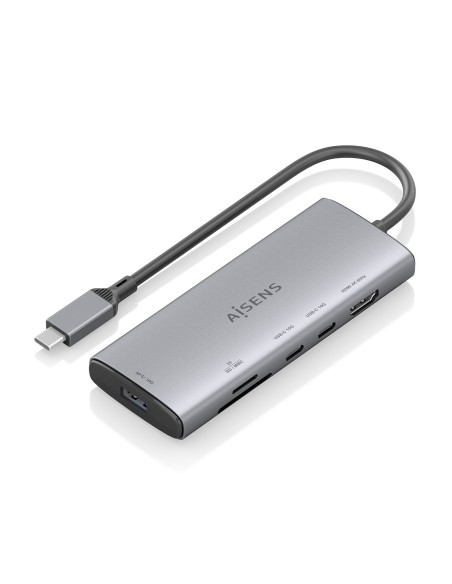 USB-C Dock 6 en 1, USB-C a 1xHDMI, 1xUSB-A 10G, 2xUSB-C 10G, 1xSD, 1xMicroSD, Gris, 20cm