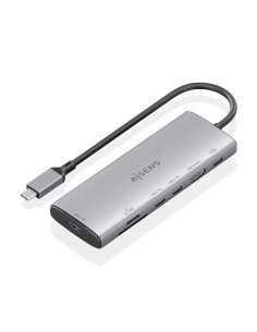 USB-C Dock 7 en 1, USB-C a 1xHDMI, 1xUSB-A 10G, 2xUSB-C 10G, 1xSD, 1xMicroSD, 1xUSB-C PD 100W, Gris, 20cm