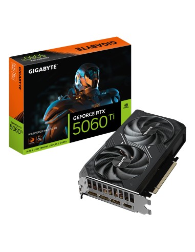 GeForce RTX 5060 Ti WINDFORCE MAX OC 8G Tarjeta Gráfica  8 GB GDDR7, 128 bits, PCI-E 5.0, 2617MHz Frecuencia del núcleo, 3 x Di