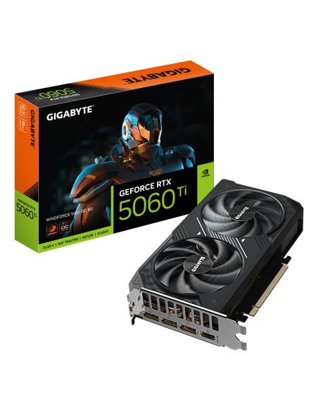 GeForce RTX 5060 Ti WINDFORCE MAX OC 8G Tarjeta Gráfica  8 GB GDDR7, 128 bits, PCI-E 5.0, 2617MHz Frecuencia del núcleo, 3 x Di