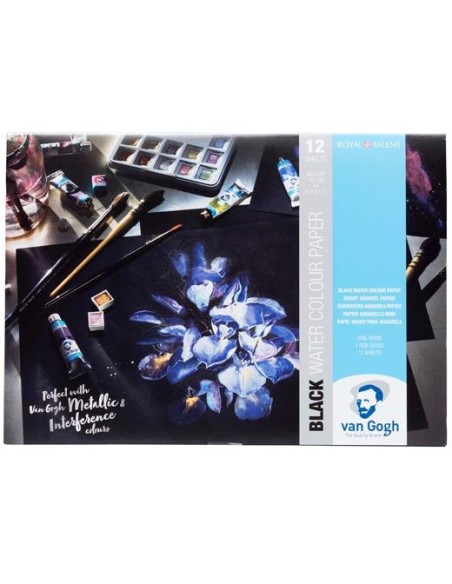 TALENS VAN GOGH BLOC DE PAPEL 12 HOJAS 360GR PARA ACUARELA A4 NEGRO