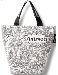 Bolsa woven bag pequena 35x31x15cm pp animals