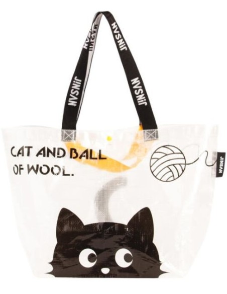 Bolsa woven bag grande 54x35x20cm pp cat and ball of wool
