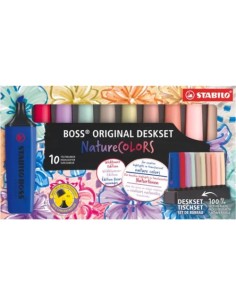 Deskset 10 marcadores fluorescentes stabilo naturecolors wildflowers eddition