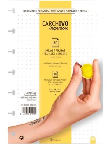 RECAMBIO CUADERNO INGENIOX A6 50 HOJAS DOTS EXTRAIBLE