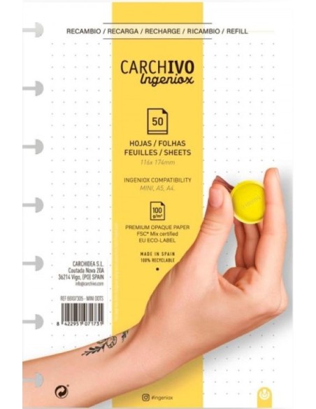RECAMBIO CUADERNO INGENIOX A6 50 HOJAS DOTS EXTRAIBLE RECAMBIO CUADERNO INGENIOX A6 50 HOJAS DOTS EXTRAIBLE