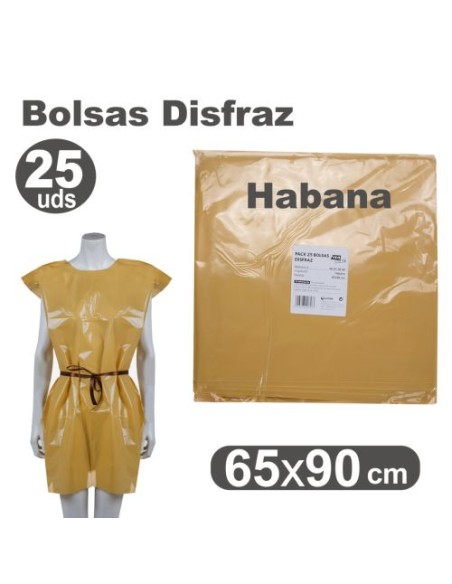 Pack 25 bolsas de plastico para disfraces 65x90cm habana