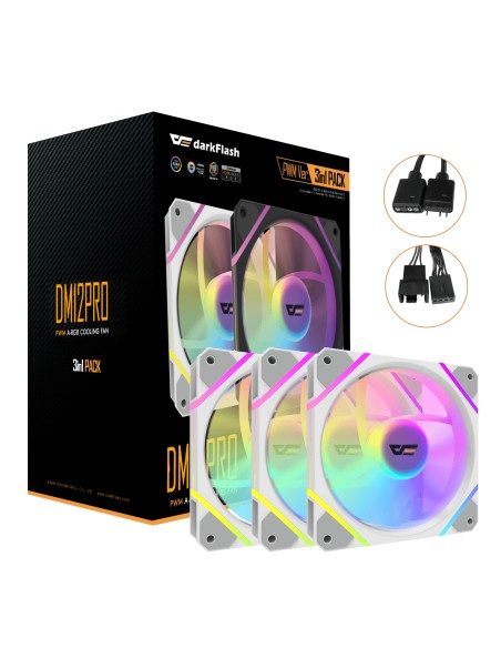 DF-DM12 PRO 3IN1-W-ES1 sistema de refrigeración para ordenador Carcasa del ordenador Refrigerador de aire 12 cm Blanco