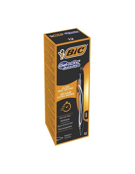 Gel-ocity Quick Dry Negro Bolígrafo de punta retráctil con pulsador Medio 12 pieza(s)