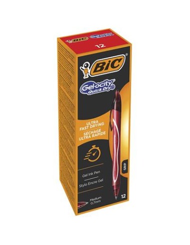 Gel-ocity Quick Dry Rojo Bolígrafo de punta retráctil con pulsador Medio 12 pieza(s)