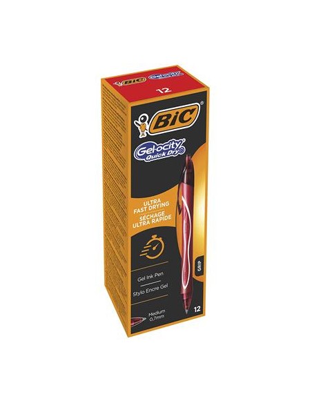 Gel-ocity Quick Dry Rojo Bolígrafo de punta retráctil con pulsador Medio 12 pieza(s)