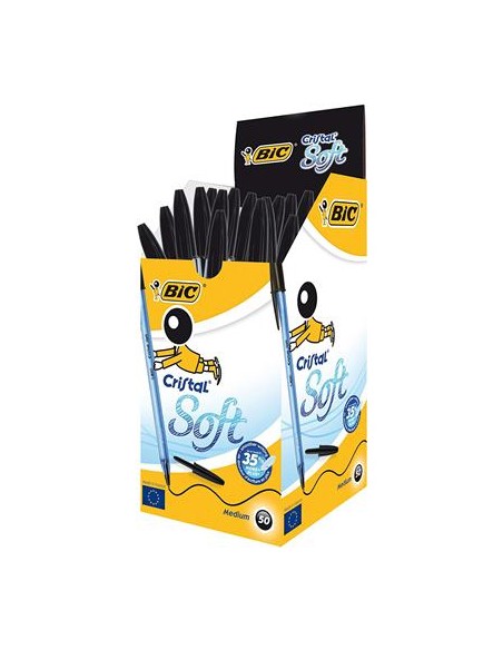 Cristal Soft Negro Bolígrafo Medio 50 pieza(s)