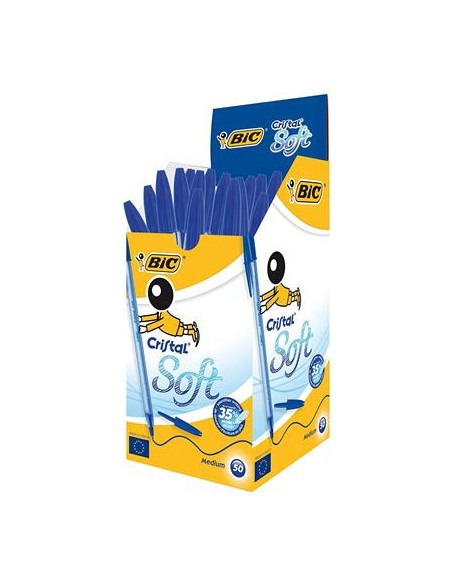 Cristal Soft Azul Bolígrafo Medio 50 pieza(s)