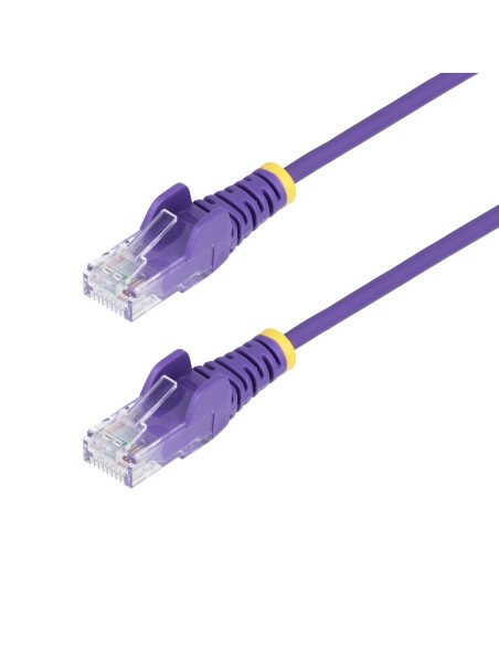 Cable de Red Ethernet CAT6 Delgado sin Enganches Morado de 50cm - Cable RJ45 Snagless Slim 28AWG - Alambre de Cobre Puro - PoE 1