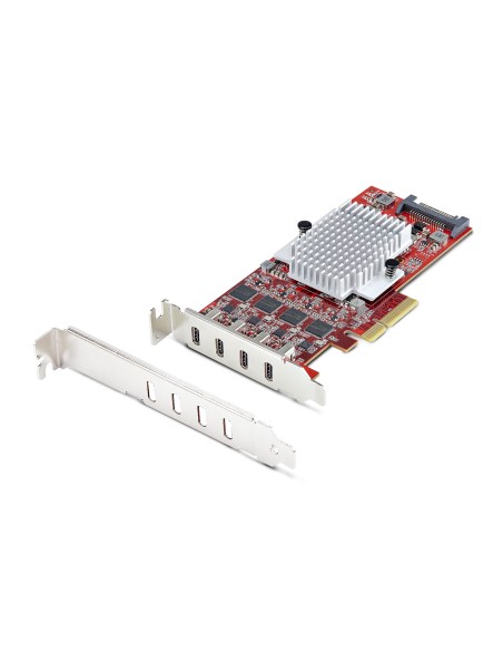 Tarjeta PCIe USB-C de 4 Puertos - Hub Interno USB Tipo C - USB 3.2 10Gb - 4 Controladores Independientes USB - TAA