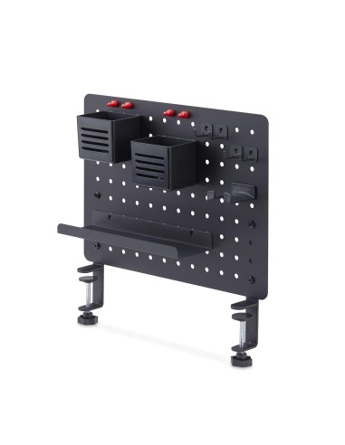 Tablero Perforado de Sobremesa con Abrazadera - Panel Perforado Metalico - Organizador de Acero con Accesorios para Escritorio -