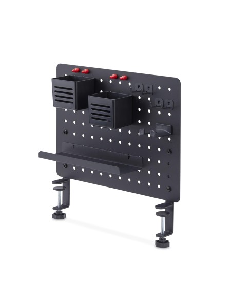 Tablero Perforado de Sobremesa con Abrazadera - Panel Perforado Metalico - Organizador de Acero con Accesorios para Escritorio -
