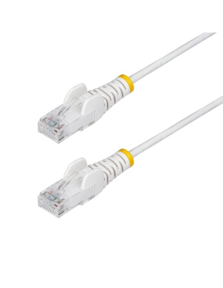 Cable de Red Ethernet CAT6 Delgado sin Enganches Blanco de 50cm - Cable RJ45 Snagless Slim 28AWG - Alambre de Cobre Puro - PoE 1