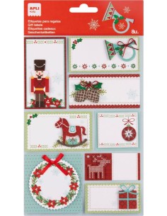 BOLSA 8 ETIQUETAS REGALO NAVIDAD CASCANUECES