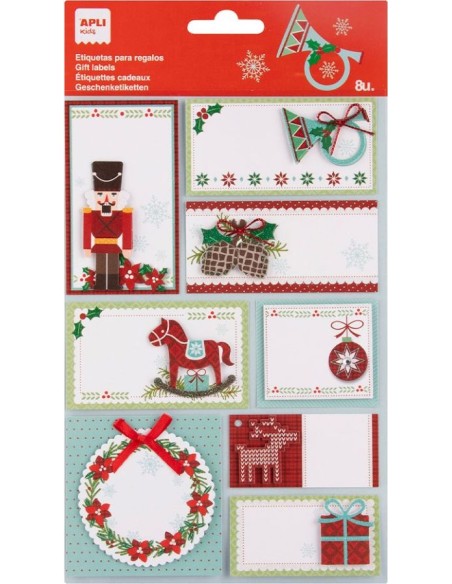 BOLSA 8 ETIQUETAS REGALO NAVIDAD CASCANUECES