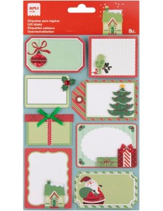 BOLSA 8 ETIQUETAS REGALO NAVIDAD ARBOLITO