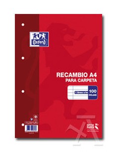 Recambio a4 100h 4 taladros 90g 1 horizontal c m oxford