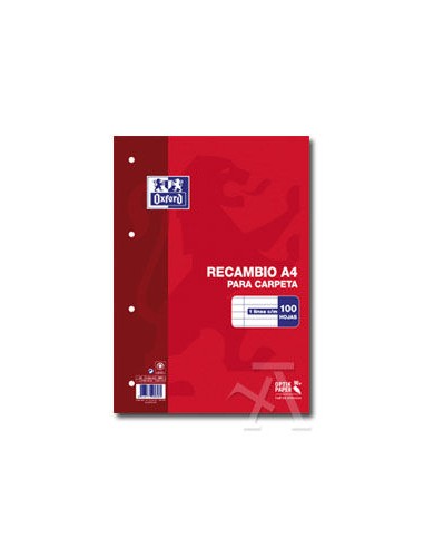 Recambio a4 100h 4 taladros 90g 1 horizontal c m oxford