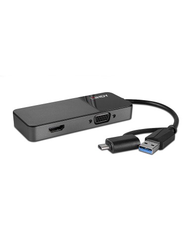 43354 base para portátil y replicador de puertos USB 3.2 Gen 1 (3.1 Gen 1) Type-A + Type-C Negro
