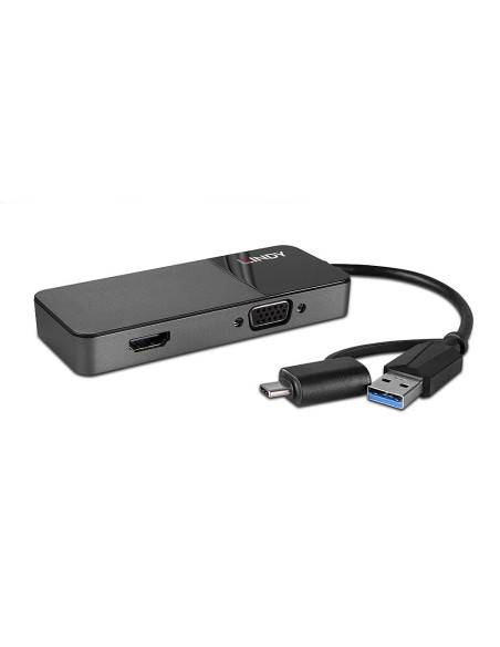 43354 base para portátil y replicador de puertos USB 3.2 Gen 1 (3.1 Gen 1) Type-A + Type-C Negro
