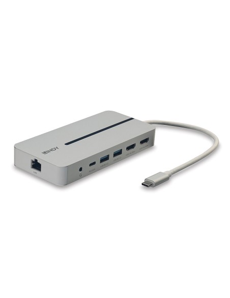 43360 base para portátil y replicador de puertos Alámbrico USB 3.2 Gen 1 (3.1 Gen 1) Type-C Plata, Blanco