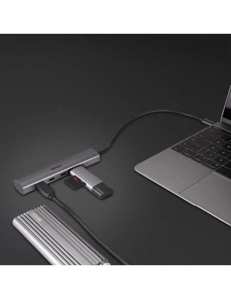 43384 hub de interfaz USB Tipo C 10000 Mbit/s Gris