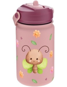 Botella termica 330ml con adaptador infantil makeup butterfly