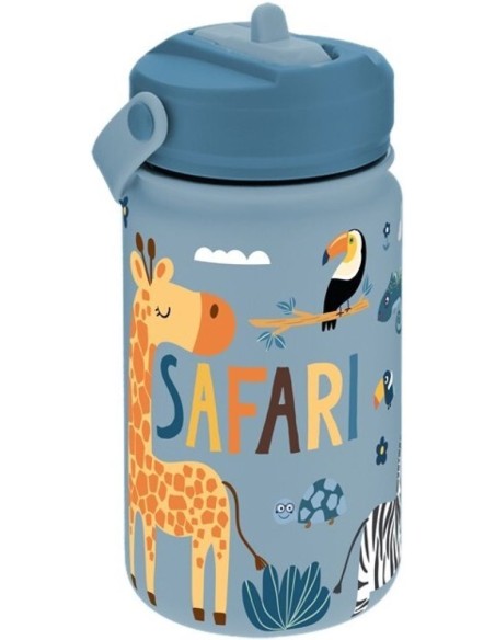 Botella termica 330ml con adaptador infantil blue safari