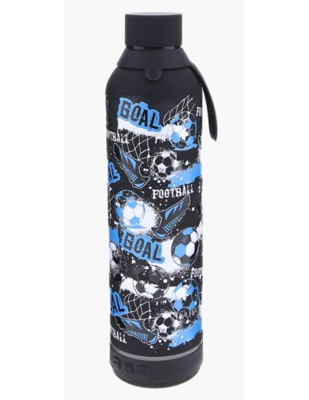 BOTELLA 600ML CON ALTAVOZ BLACK FOOTBALL