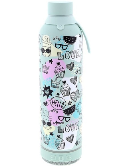 BOTELLA 600ML CON ALTAVOZ MINT HELLO GIRL