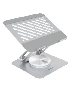 Soporte de Sobremesa con rotación 360° y ajustable para dispositivos de hasta 13, Color Plata