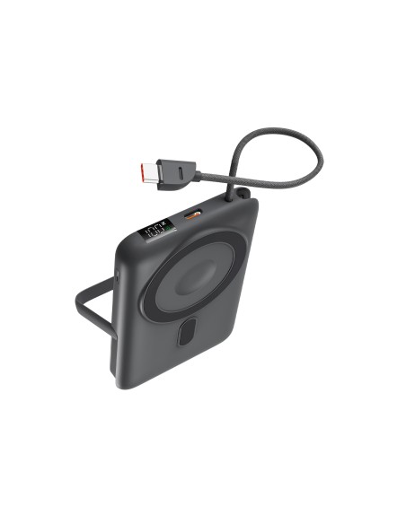 Powerbank 10.000 mAh, Carga Rápida 22,5W PD, Compatible MagSafe® y AppleWatch®, Soporte integrado, Gris