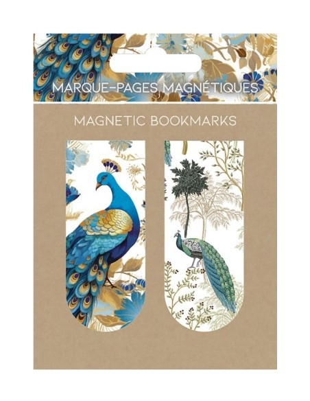 BLISTER 2 MARCAPAGINAS MAGNETICOS PAVOS REALES