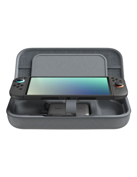 ENA001hqCH-V2 Estuche de viaje Nintendo Malla, Poliéster, Terciopelo Carbón vegetal