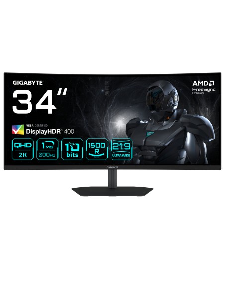 G34WQC2 Monitor Gaming Curvo 34 WQHD - 3440 x 1440, 1500R, 200Hz, 1ms, 450 cd/m², AMD FreeSync Premium, DisplayHDR 400, HDMI 2.