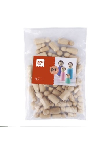 MUÑECOS APLI MADERA NATURAL B/48
