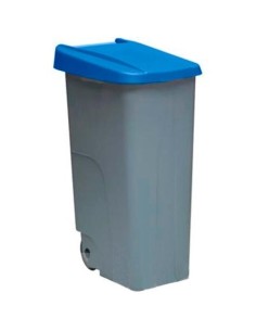 DENOX CONTENEDOR DE RECICLAJE C/RUEDAS Y ASA CERRADO 110L AZUL